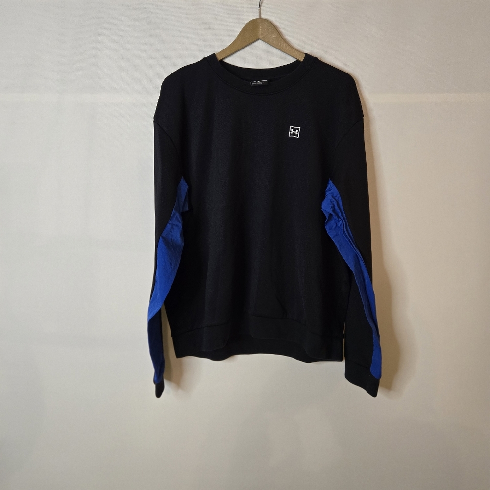 Under Armour Men's Size XXL Navy L/Sl Pullover w/ brightblue mesh sleeve detail
